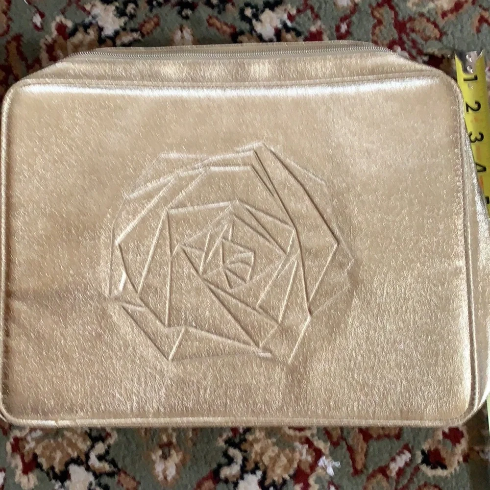 NEW Lancôme Cosmetic case gold metallic Vanity Bag Makeup Organizer Travel
